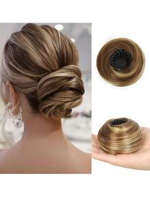 Elegant Women's Hair Bun, Hair Extension -10cm (4 Inches) Extendable Synthetic Hair, With Clips, Heat-Resistant Fibers, Suitable For All Hair Types, Adjustable Design, Suitable For All Women's Daily Wear And Party Hair Accessories ﻿ - Multicolor - View 15
