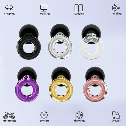 HUAK 1 Cặp nút tai mạ điện, Chất liệu silicon, Nút tai hòa nhạc, Bảo vệ thính giác độ trung thực cao, Chống ồn, Thích hợp cho công việc và nhạy cảm với tiếng ồn, 4 Cặp nút tai chống ồn XS, S, M, L