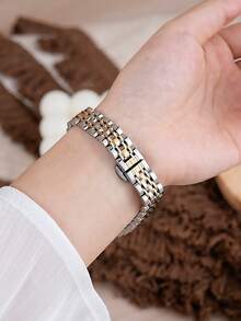 1pc Women's Thin Stainless Steel Watch Band, Compatible With Apple Watch Series 11/10/9/8/7/6/5/4/3/2/1, Size 38mm/40mm/41mm/42mm/44mm/45mm/46mm/49mm, Suitable For Ultra 1/2/3/SE, Replaceable For Original Strap, Best Gift For Girlfriend, Friends And Family On Valentine's Day, Birthday And Mother's Day (Strap Only) - Gold - View 7