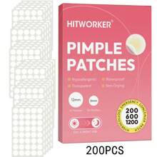 200/600/1200片水胶体贴片 - 隐形祛痘贴，不干燥吸收，无香精和无酒精，适合所有浅米色皮肤类型，男女通用，亲肤设计，温和粘性，日常护肤