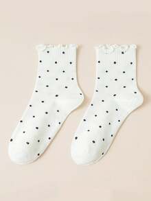 1/6 Pairs Random Polka Dot Knee High Socks For Women, Fashionable Korean Style Cute & Versatile - Multicolor - View 7