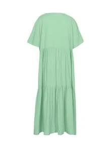 女式加大码V领宽松休闲纯色长裙