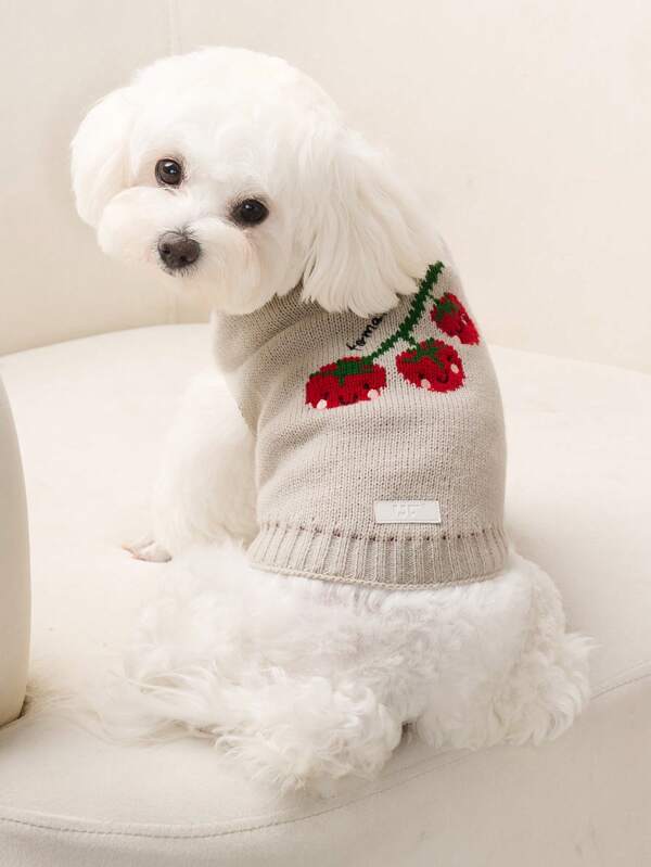 UFBemo UFBemo Pet Sweater, Cute Tomato Pattern Suitable For Cats And Small Dogs, Warm, Comfortable, Thick Clothing For Autumn/Winter, Suitable For Outings, Parties, Gifts
