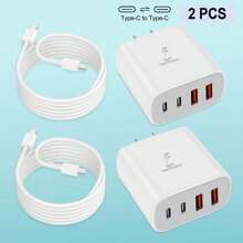 USB C 壁式充电器块，PD 电源适配器 +QC 3.0 多端口 C 型盒砖块 USB A 壁式插头适用于 16/15/14 Pro Max Plus 适合多人充电、多设备充电、家庭充电需求和办公桌手机充电器多端口