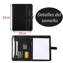 FELIN Carpeta Portafolio Profesional, Carpeta de Documentos, Carpeta Organizadora con Calculadora y Almohadilla de Escritura, para Carpetas de Presentación, Tarjetas de Visita,Oficina Trabajo Uso Escola. - Negro - Ver 5
