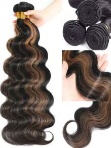 1B/30 Body Wave Human Hair Bundles Highlight Bundles Human Hair Virgin Remy Hair Bundles Two Tone Black And Brown Bundles Hair Weave Brown Bundles - Piano Color - View 5