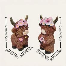 Encantadora estatua de vaca de las tierras altas, decoración rústica de resina animal, regalo para Acción de Gracias, Festival de la Cosecha, Navidad, adecuado para decoración de interiores, patio y balcón - Multicolor - Ver 10
