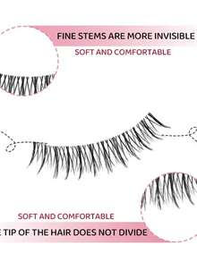 AYRMILLA 5对装自然假睫毛，蓬松柔软，3D水貂毛材质，纤长顺滑，适合日常工作和会议佩戴，自然舒适，手工制作，打造持久自然妆效，浓密纤长，条状假睫毛 - 自然纖長款 - 查看 3