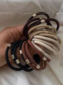 10/20 件黑色、白色和棕色设计发带，简约优雅女士高弹力发圈，马尾辫夹，发圈，发圈，橡皮筋，发绳，发饰