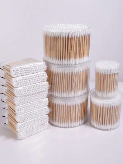 100/500支装清洁棉签，适用于卸妆、清洁耳朵、个人护理和家居用途，多用途清洁棉签。双头清洁棉签 - 无香型，低致敏性耳部和卸妆清洁棉垫，多功能一次性清洁棉签，适用于个人护理。