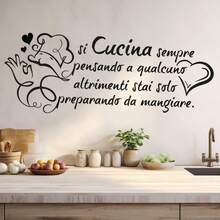 1 Set French & Italian Inspirational Quotes Wall Stickers, Chef, Cooking, Family Love Lettering Wall Decals, Suitable For Restaurant, Dining Room, Home Decor - Multicolor - View 2