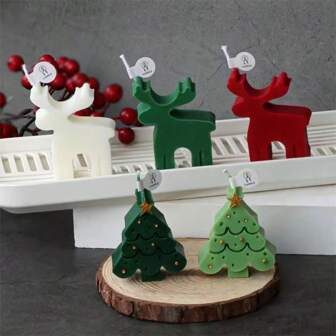 Julgran, pepparkaksgubbe, ren, snögubbe silikonform DIY handgjord ljus, gips, doftstenform