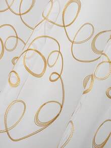Terylene Curtain With Ring Pattern (1 Piece), White Base Fabric With Three-Dimensional Circle Design, Size 140*280cm, Light And With Beautiful Drape, Strong Decorative Effect, Suitable For Living Room, Bedroom, Balcony And Other Living Areas. - Nâu nhạt - Xem 3