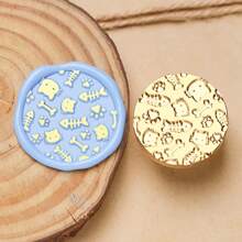 1 Pc, Cute Texture Series Wax Stamp Head, Removable Wax Stamp Head For Footprints/Grids/Leaves, Suitable For Envelope Letter/Invitation Letter/Party/DIY Craft Stamp Decoration/Gift Decoration/Various Holiday Gifts,For School Supplies,Back To School