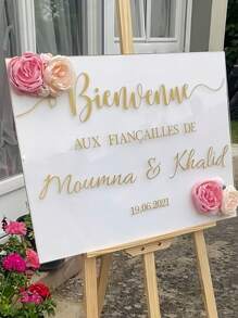 1 Stück 48*40cm Party Wegweiser, Material aus milchigem weißem Acryl, geeignet als Hochzeits- oder Geburtstagsgästeleitsystem