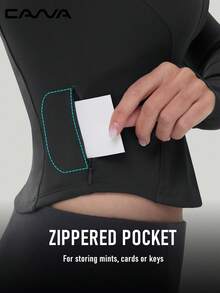 Cavva Women Lightweight Athletic Jacket Cropped Zip Up Workout Jackets Long Sleeve Yoga Tops Slim Fit Running Gym - Black - View 5
