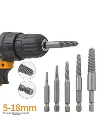 5pcs/Set Hexagonal Shank Broken Head Screw Extractor Screw Broken Head Screwdriver For Taking Out Electric Drill Tool Set,Tool Accessories