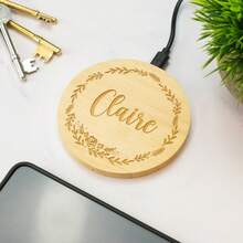 Personalized Bamboo 15W Wireless Charger Custom Engraving Text, Wedding Gift Anniversary Custom Charger Gift, Personalized Gift For Boyfriend - Best Man Customized Gifts, Groomsmen Gift, Present For Dad Husband Boyfriend, Best Gift For Birthday, Wedding Anniversary, Valentine's Day, Father's Day