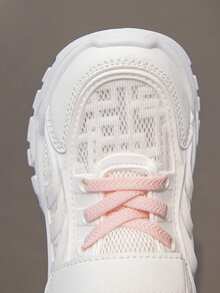 1双女童夏季运动鞋，2025年新款透气白色儿童网眼运动鞋 - 粉色 - 查看 5