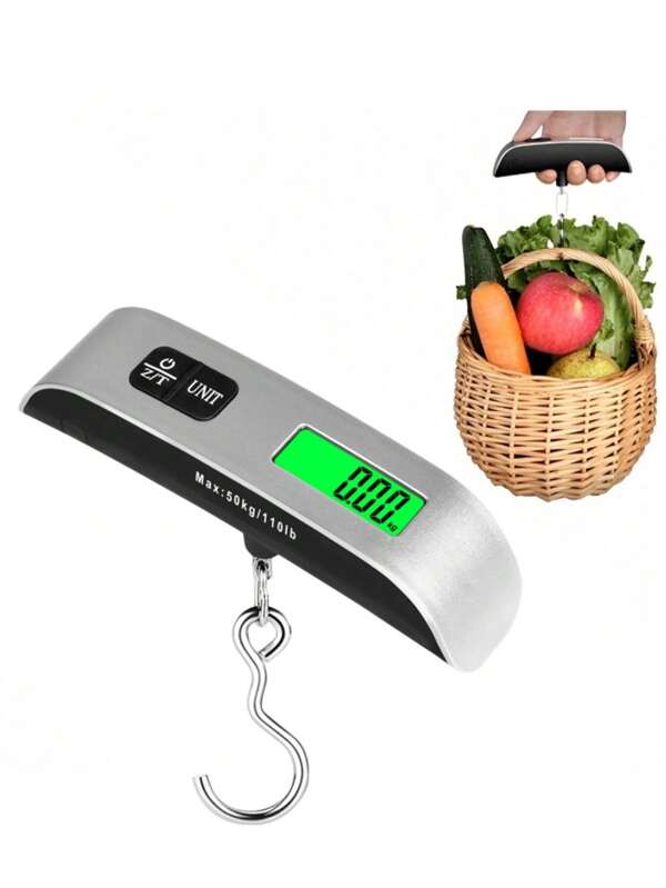 Báscula portátil de 50 kg/110 lb con pantalla LCD digital, báscula colgante electrónica para equipaje, maletas y bolsas de viaje