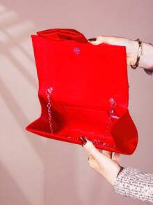 Satin Butterfly Shaped Clutch Purse For Ball/Evening Party - Red - View 6