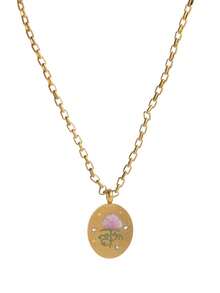 1 pieza Collar de acero inoxidable con flor de concha de amor incrustada de circonita, enchapado en oro de 18 k, no se oxida fácilmente, se puede combinar fácilmente con el vestido diario de las niñas, decoración para vacaciones en la playa, fiestas y festivales de música.