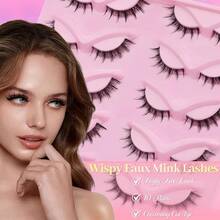 Eye Lashes False Eyelashes Faux Mink Fluffy Lashes Wispy Strip Lashes Natural Look Long Winged Foxy Lash Pack 10 Pairs Eyelashes(Flare) - 柔和俯衝 - 查看 11