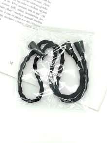 蓬松卷发救星！弹力发带，卷发专用，使用方便，抓力强，时尚黑色，提升你的非洲式发型，马尾辫固定器，发圈，发绳 - 黑色 - 查看 9