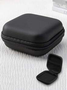 1pc Black EVA Zipper Earphone, Cable, Power Bank, Charger Storage Case - Waterproof, Scratch-Resistant, Portable Carrying Organizer Box For Back To School