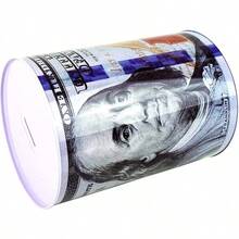 Hucha con billete de 100 dólares, de 5 7/8" de alto, para ahorrar monedas y dinero, con la imagen de , lata de monedas (1 paquete, 5 7/8" X 4") - 1 - Ver 5