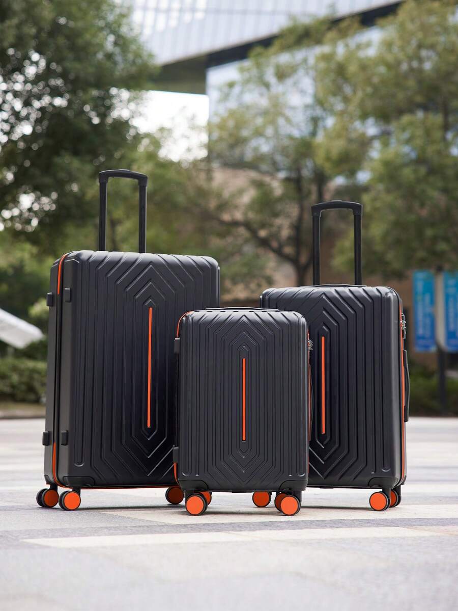 3 Piece Luggage Set,20-Inch, 24-Inch, 28-Inch Luggage, Carry On Luggage Set, Travel Luggage Set With TSA Lock And Spinner Wheels– Travel Luggage For Holidays, Business Trips,Family Vacations And Perfect Gift For Friends - 黑橘色 - 查看 1