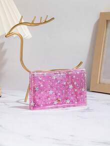 时尚 Y2K 星空透明 PVC 折叠零钱包 女士钱包 迷你钱包 钱包 返校用品 卡包 文具包 沙滩配件 沙滩配件 - 紫丁香色 - 查看 4