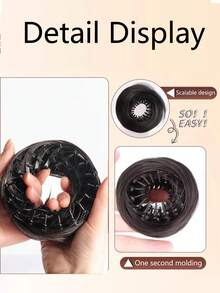 合成发髻，合成接发，优雅女士发髻，接发 - 10 厘米（4 英寸）可延伸合成发，带夹子，耐热纤维，适合所有发质，安全可调节设计，适合所有女性日常穿着和派对发饰 - 彩色 - 查看 6