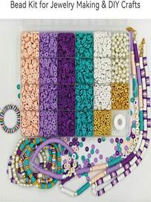 DIY 3160 件波西米亚女士成人手链套装（6 毫米）粘土串珠手链套件，适合在不同场合制作珠宝 - 彩色 - 查看 9