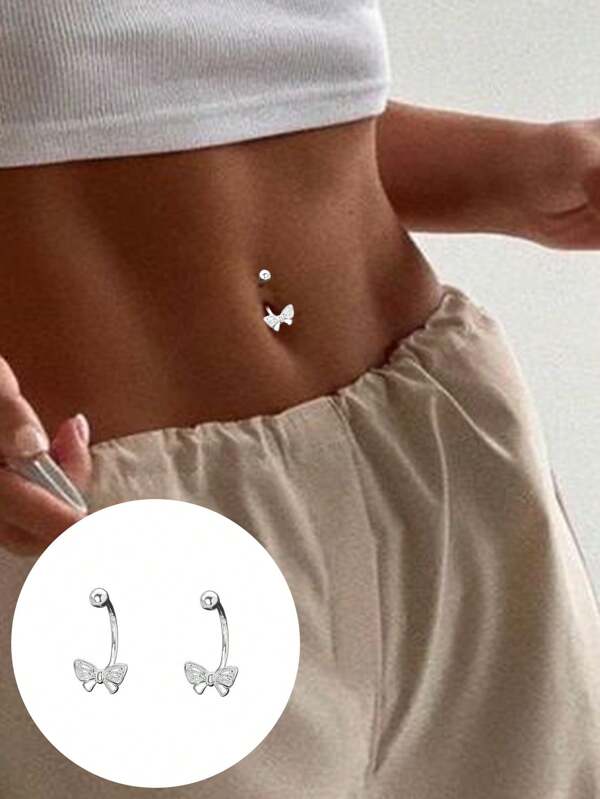 1 pieza Piercing de Ombligo Minimalista de Plata de Ley 925 Cuadrado Mini, Aretes Sencillos para Uso Diario de Niñas, El Mejor Regalo para Novias, Madres, Hermanas