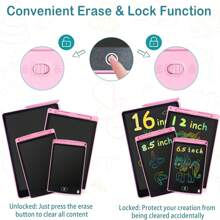 RSP 1pc 16/12/8.5/6.5 Inch LCD Color Drawing Tablet, Writing Pad, With Stylus, Montessori Educational Tool, Erasable Board, Birthday, Christmas, Halloween, Easter Gift