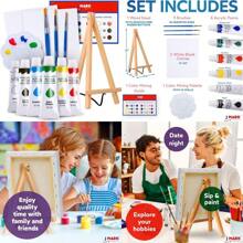 Set de pintura Mini Canvas Acrylic Kit de Pintura con Canva de Madera, Canicas y Cepillos de Pintura y talla grande