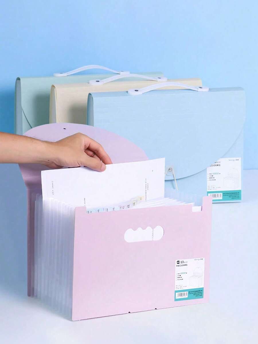 1pc 13-Slot A4 Accordion File Folder, High Capacity Student Portable Multi-Layer Document Organizer For Middle & High School - Single Piece - View 1