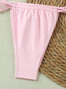 女士性感纯粉色比基尼泳衣，欧美风格，夏季 - 粉色 - 查看 5