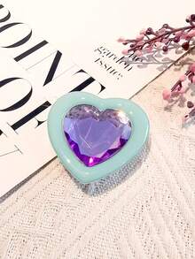 1pc Heart-Shape Gemstone Finger Ring Mobile Phone Stand, Slouchy Person's Must-Have Device Holder, Sturdy Adhesive Mount, Attach On Phone, Anti-Drop & Shake Resistant