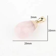 1 件天然石粉红石英水晶吊坠镀金心形水滴形吊坠项链女式时尚珠宝配饰 - 吊墜 - 查看 18