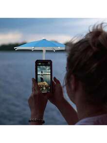 1 件迷你智能手机雨伞，带通用猪形吸盘支架，户外防眩光遮阳伞，采用聚酯纤维材料制成，防雨防晒，手机支架，带通用可调节眩光阻挡，适合户外|节日必备 - 彩色 - 查看 9