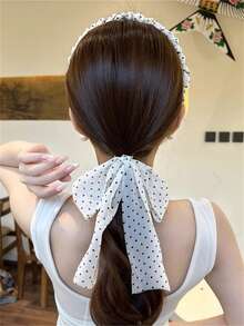 1pc/2pcs/3pcs Spring/Summer Elegant Polka Dot Bow Ribbon Headband, Ponytail Scrunchie, Headpiece Hair Accessories, Suitable For Dresses, Daily Outfits, Boho Chic ,Hair Hoop Hairband For Women
