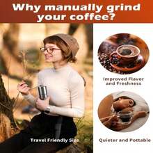 Rsoilch Manual Coffee Grinder With Ceramics Burr For Espresso,French Press,5 Adjustable Settings,Hand Maker With Built-In Burr,For Home Use And Camping Travel,Coffee Bean Grinders With Hand Crank - 白色 - 查看 7