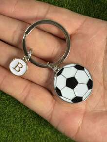 1 个足球形钥匙扣，合金材质，油滴效果，初始设计，是送给朋友、男朋友、篮球俱乐部活动、体育活动、情人节、汽车配件、包包挂件、学校用品的理想礼物