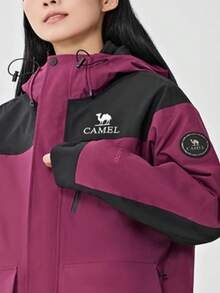 CAMEL CROWN Chaqueta de esquí 3 en 1, chaqueta de montañismo cálida, equipo impermeable para excursiones de nieve - Púrpura de arrayán Phantom Black - Ver 4
