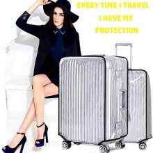 1pc Heavy-Duty Waterproof Clear Suitcase Protector Cover | Scratch & Dustproof Luggage Protector With Reinforced Edges & Transparent Design, Compatible With 20/24/28-Inch Bags, Travel Essentials For Airport, Train, Hotel - Ideal Gift For Travelers, Luggage Cover Protector, Durable PVC Material, Baggage Protection, Minimalist Style, Scratchresistant Fabric, Vacation Essentials