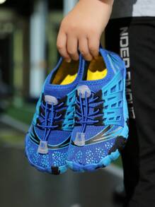 儿童沙滩/溪流步行鞋，男童女童透气水鞋，适合游泳、划船、钓鱼、徒步旅行 - 寶藍色 - 查看 5