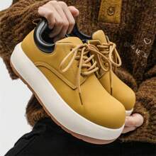 New Men's High-Top Lace-Up Waterproof Snow Boots, Trendy Streetwear Style, Thick Sole, Super Lightweight, Fashionable