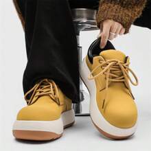 New Men's High-Top Lace-Up Waterproof Snow Boots, Trendy Streetwear Style, Thick Sole, Super Lightweight, Fashionable